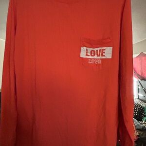 Orange Long Sleeve Shirt with Love Pocket